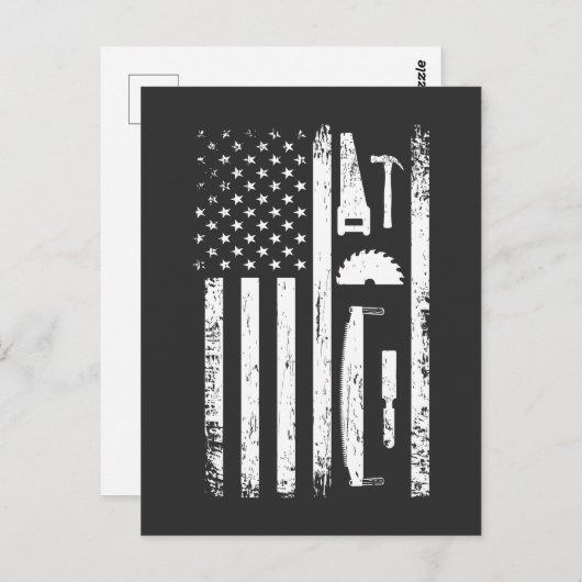 American Flag Carpenter Tools Woodworker Handwerke Postkarte (Vorne/Hinten)