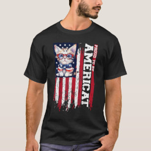 American Flag Cat 4. Juli Kitten Patriotic Pet T-Shirt