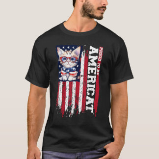 American Flag Cat 4. Juli Kitten Patriotic Pet T-Shirt