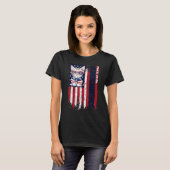 American Flag Cat 4th of July Kitten Patriotic Pet T-Shirt (Vorne ganz)