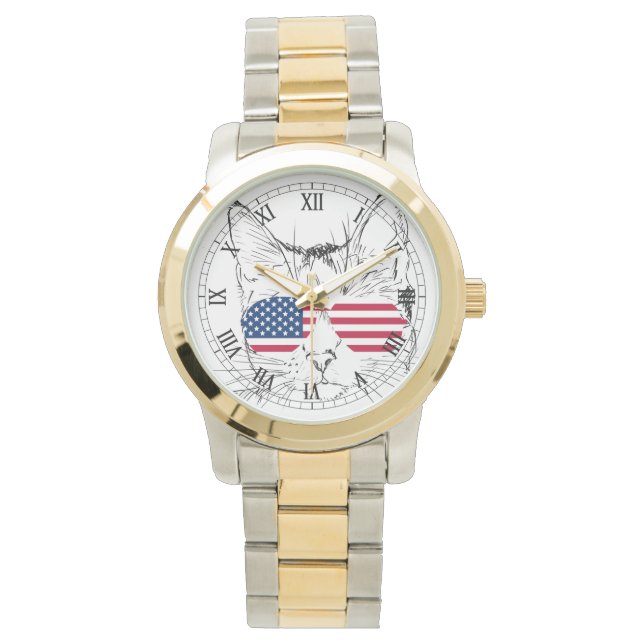 American Flag Cat watch Armbanduhr (Vorderseite)