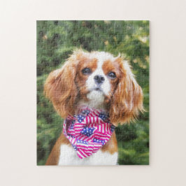 American Flag Cavalier King Charles Spaniel Puppy Puzzle