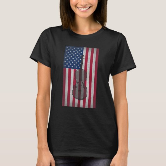 American Flag Cello Player Patriotic 4th of July T-Shirt (Vorderseite)