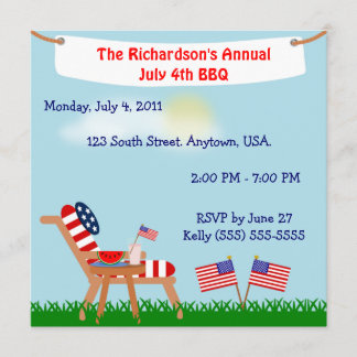 American Flag Chair 4. Juli oder Memorial Day GRIL Einladung