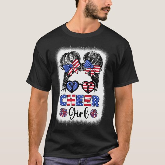 American Flag Cheer Girl 4. Juli USA Patriotic Ch T-Shirt (Vorderseite)