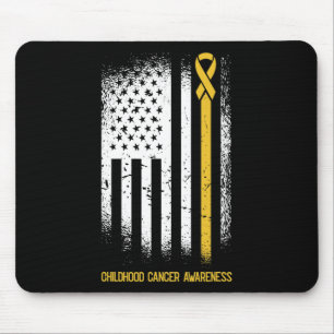 American Flag Chilhood Cancer Awareness Ribbon Wa Mousepad