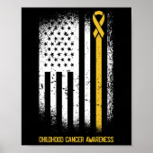 American Flag Chilhood Cancer Awareness Ribbon Wa Poster (Vorne)