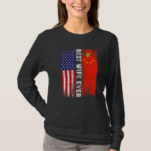 American Flag & China Flag Beste Ehefrau je Famili T-Shirt