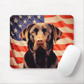 American Flag Chocolate Labrador Mousepad (Mit Mouse)