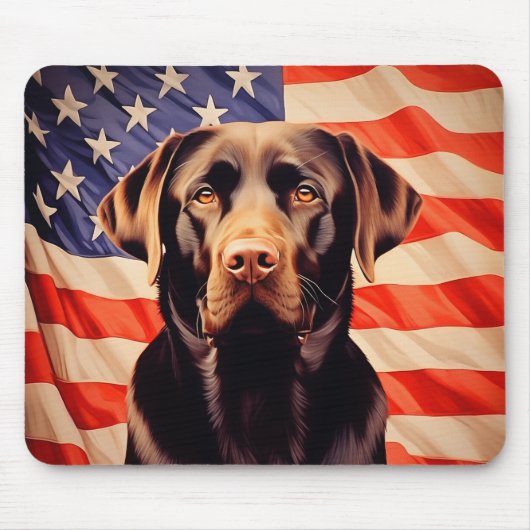 American Flag Chocolate Labrador Mousepad (Vorne)