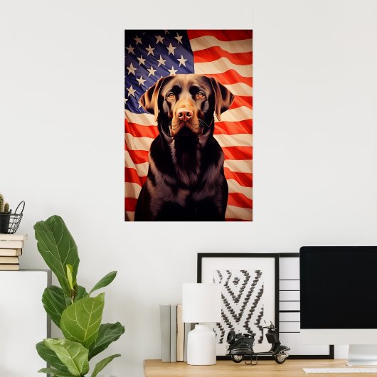 American Flag Chocolate Labrador Poster (Heimbüro)