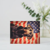 American Flag Chocolate Labrador Postkarte (Stehend Vorderseite)