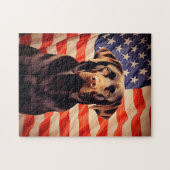 American Flag Chocolate Labrador Puzzle (Horizontal)