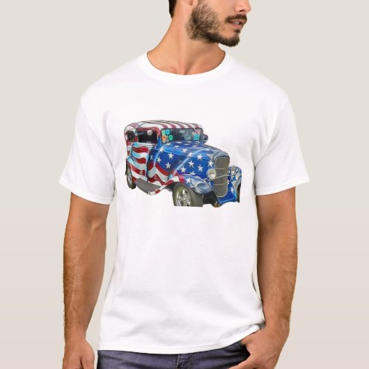 American Flag Classic Car T-Shirt (Vorderseite)