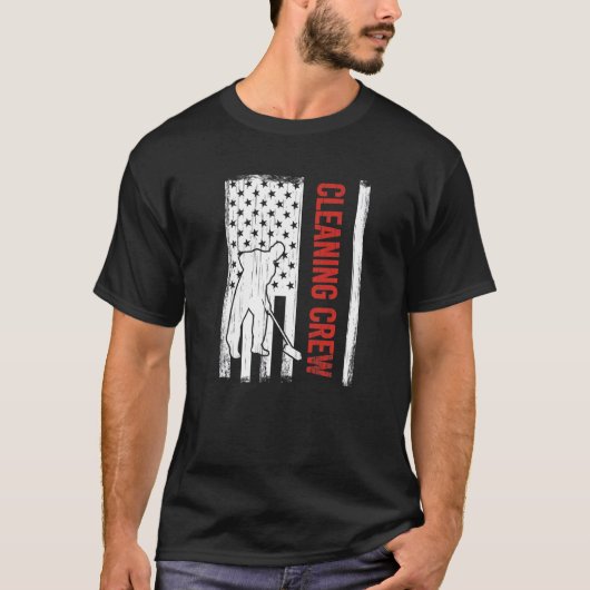 American Flag Cleaning Crew 4. Juli Custodian Cle T-Shirt (Vorderseite)