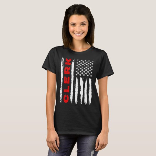 American Flag Clerk US USA Flag T-Shirt (Vorne ganz)