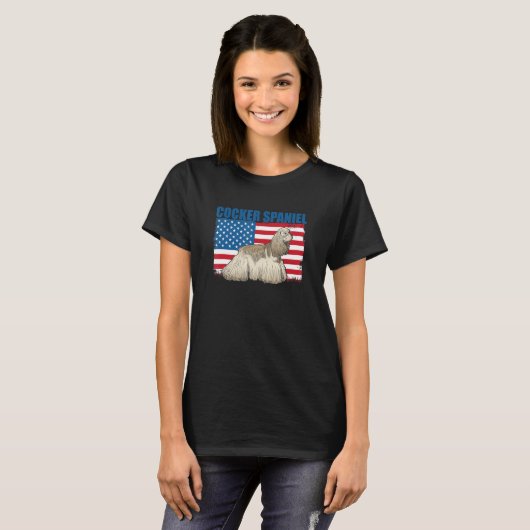 American Flag Cocker Spaniel T-Shirt (Vorne ganz)