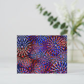 American Flag Colors Firework Design Postkarte (Stehend Vorderseite)