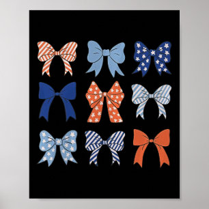 American Flag Coquette Bow and Ribbons US Flag 4. Poster