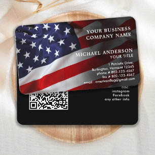 American Flag Corporate Modern Patriotic QR Code Visitenkarte