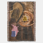 American Flag Cowboy Hat lasso Decke (Vorderseite Vertikal)