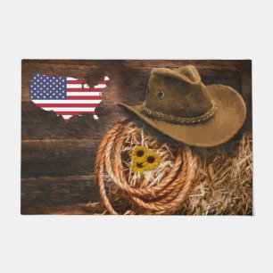 American Flag Cowboy Hat Lasso Fußmatte