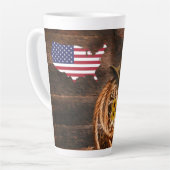 American Flag Cowboy Hat lasso Milchtasse (Linke Ecke)