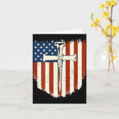 American Flag Cross 3 Nail Patriotic Christian Dom Karte (Gelbe Blume)