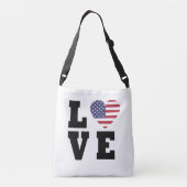 American Flag Crossbody Bag - Patriotische Liebe Tragetaschen Mit Langen Trägern (Rückseite)