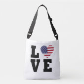American Flag Crossbody Bag - Patriotische Liebe Tragetaschen Mit Langen Trägern (Vorderseite)