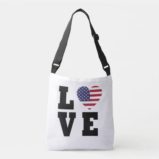 American Flag Crossbody Bag - Patriotische Liebe Tragetaschen Mit Langen Trägern (Vorderseite)