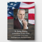 American Flag Custom Foto Patriotic Memorial Fotoplatte (Vorderseite)