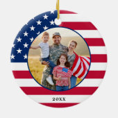 American Flag Custom Foto Patriotic Weihnachten Keramik Ornament (Hinten)