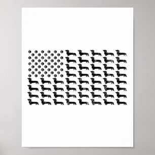 American Flag Dackel Dog Paw Lover Patriotic 4t Poster