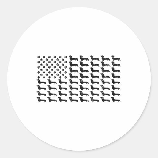 American Flag Dackel Dog Paw Lover Patriotic 4t Runder Aufkleber (Vorderseite)