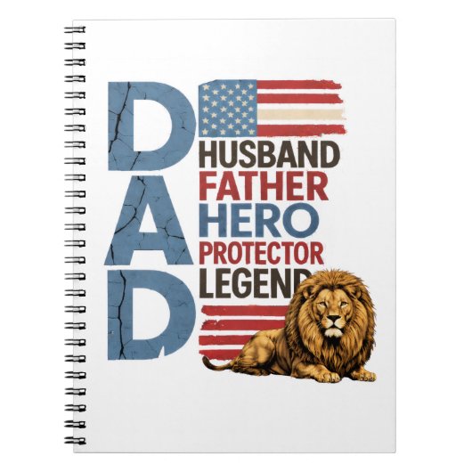 American Flag Dad Lion Patriotic Notizblock (Vorderseite)