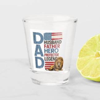 American flag Dad Lion Patriotic Shot glass Schnapsglas