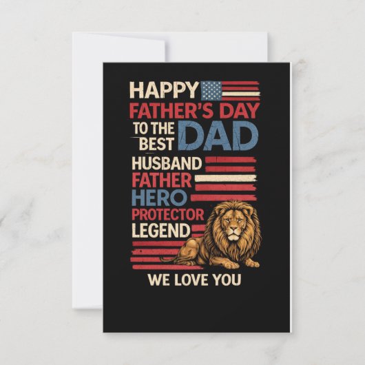 American Flag Dad Lion PatrioticFlat Greeting Card Karte (Vorderseite)