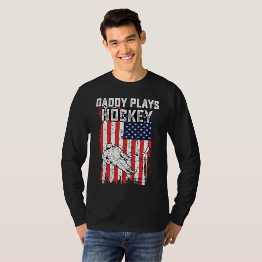 American Flag Daddy Hockey USA Patriotic 4th Of Ju T-Shirt (Vorne ganz)