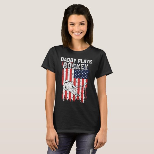 American Flag Daddy Hockey USA Patriotic 4th Of Ju T-Shirt (Vorne ganz)