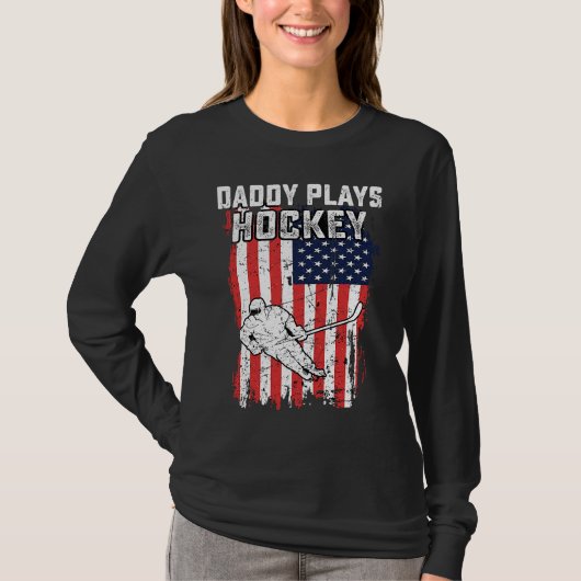 American Flag Daddy Hockey USA Patriotic 4th Of Ju T-Shirt (Vorderseite)