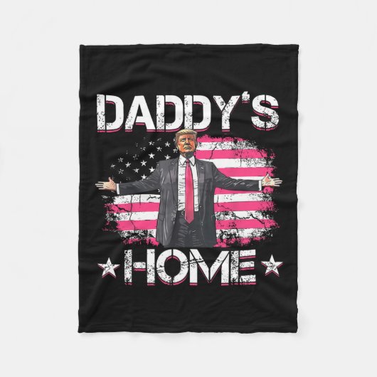 American Flag Daddy's Zuhause Trump 2024 Patriotic Fleecedecke (Vorderseite)