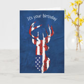 American Flag Deer Birthday Karte (Gelbe Blume)