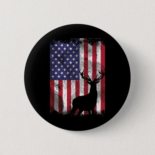 American Flag Deer Elk Junting Usa Patriotic Hunte Button (Vorderseite)