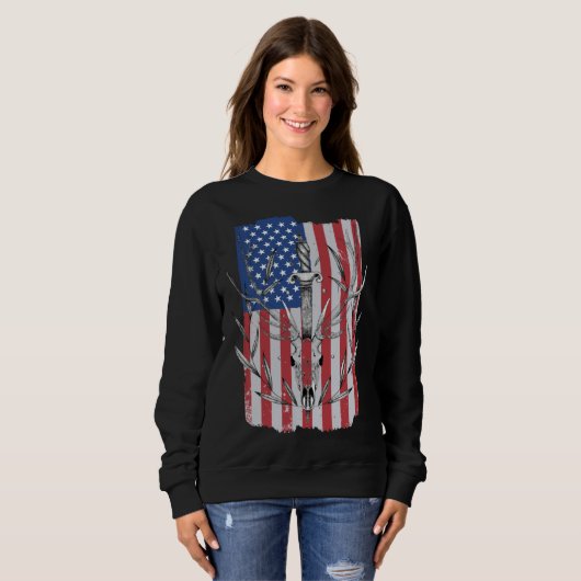 American Flag Deer Hunting Sweatshirt (Vorne ganz)