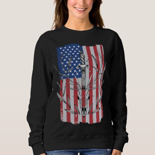 American Flag Deer Hunting Sweatshirt (Vorderseite)