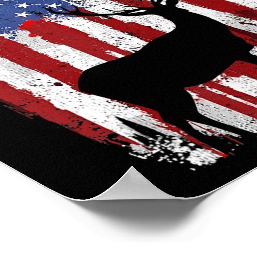 American Flag Deer Jäger Deer on American Flag Poster (Ecke)