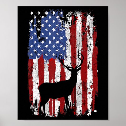 American Flag Deer Jäger Deer on American Flag Poster (Vorne)