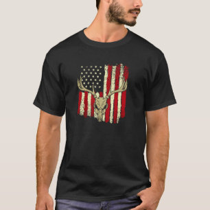 American Flag Deer Junting Buck Antlers Jäger Gi T-Shirt