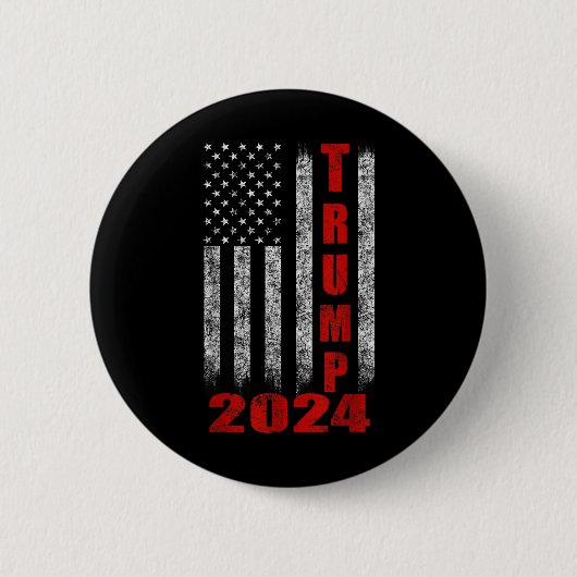 American Flag Design Trump 2024 Button (Vorderseite)